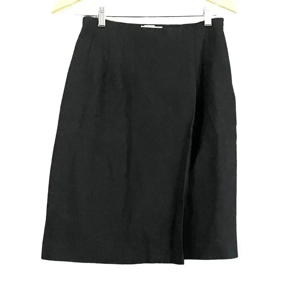 VTG Talbots Black Lined Pencil Wrap Skirt Sz 8 100% Wool‎ Women's
